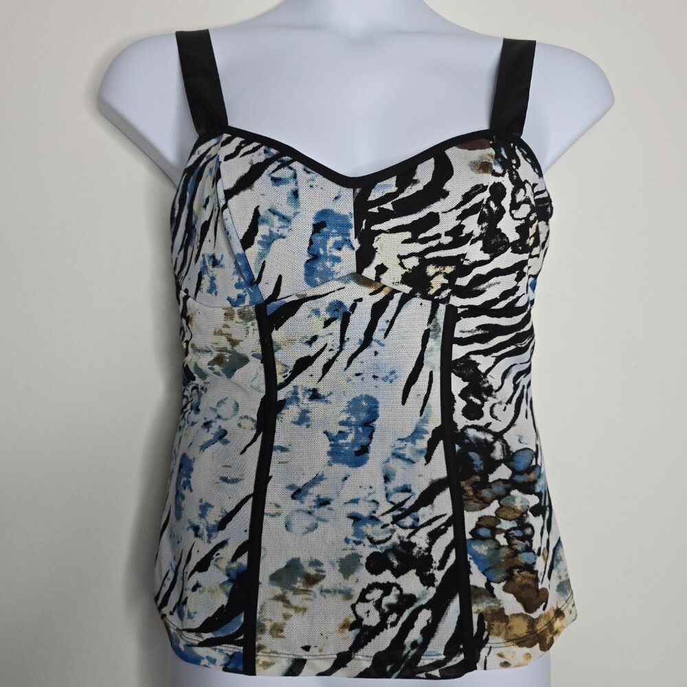 Vintage Y2K Nine West Womens 10 Top Mesh Babydoll Grunge Animal Print Whimsigoth